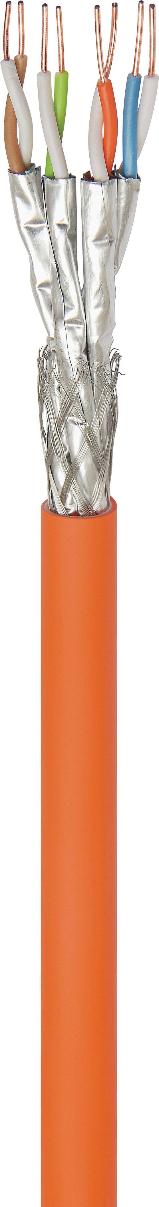 CAT 7A Netzwerkkabel, S/FTP (PiMF), Orange, 100 m - CU, AWG 23/1 (solid), LSZH