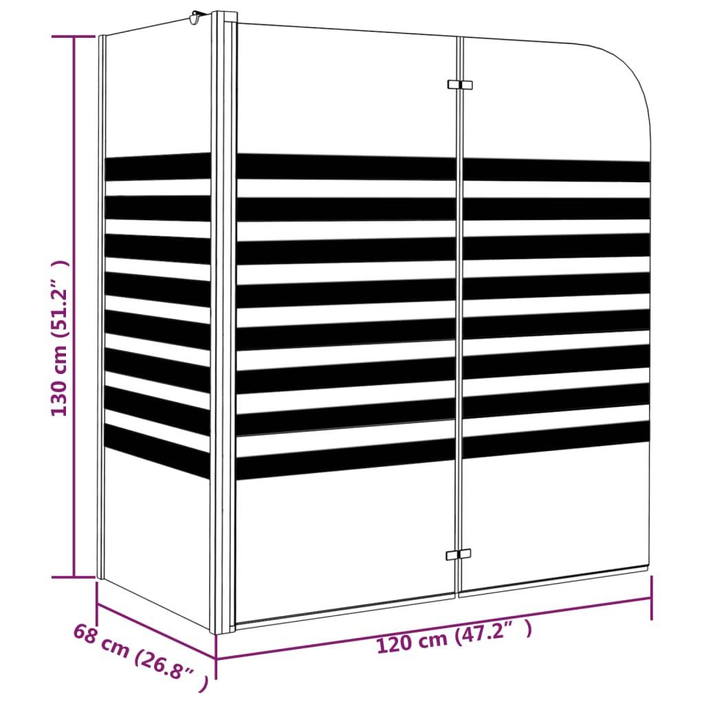 vidaXL Duschabtrennung 120x68x130 cm Hartglas Gestreift