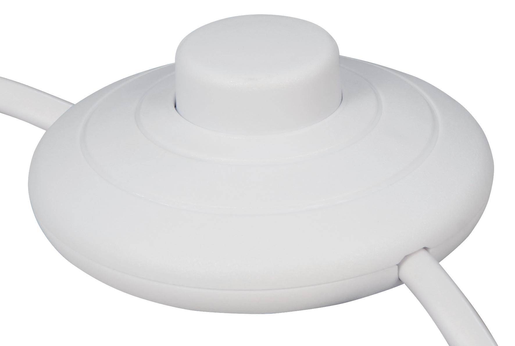 Euro Netzkabel mit Fußschalter, abisolierte Kabelenden mit Aderendhülsen, 2,0m, weiß