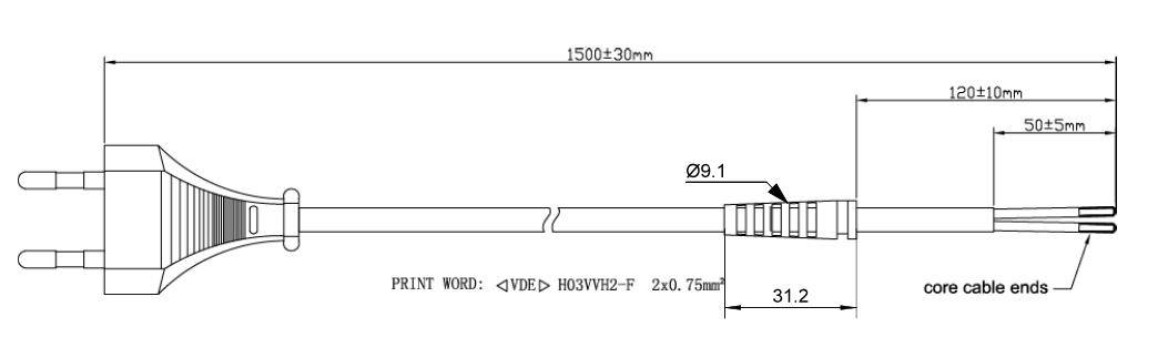 Goobay 50502 Netzkabel 2 polig / Eurostecker & offene Enden / Stromkabel Aderendhülsen / Zugentlastung / Schwarz / 1,5m