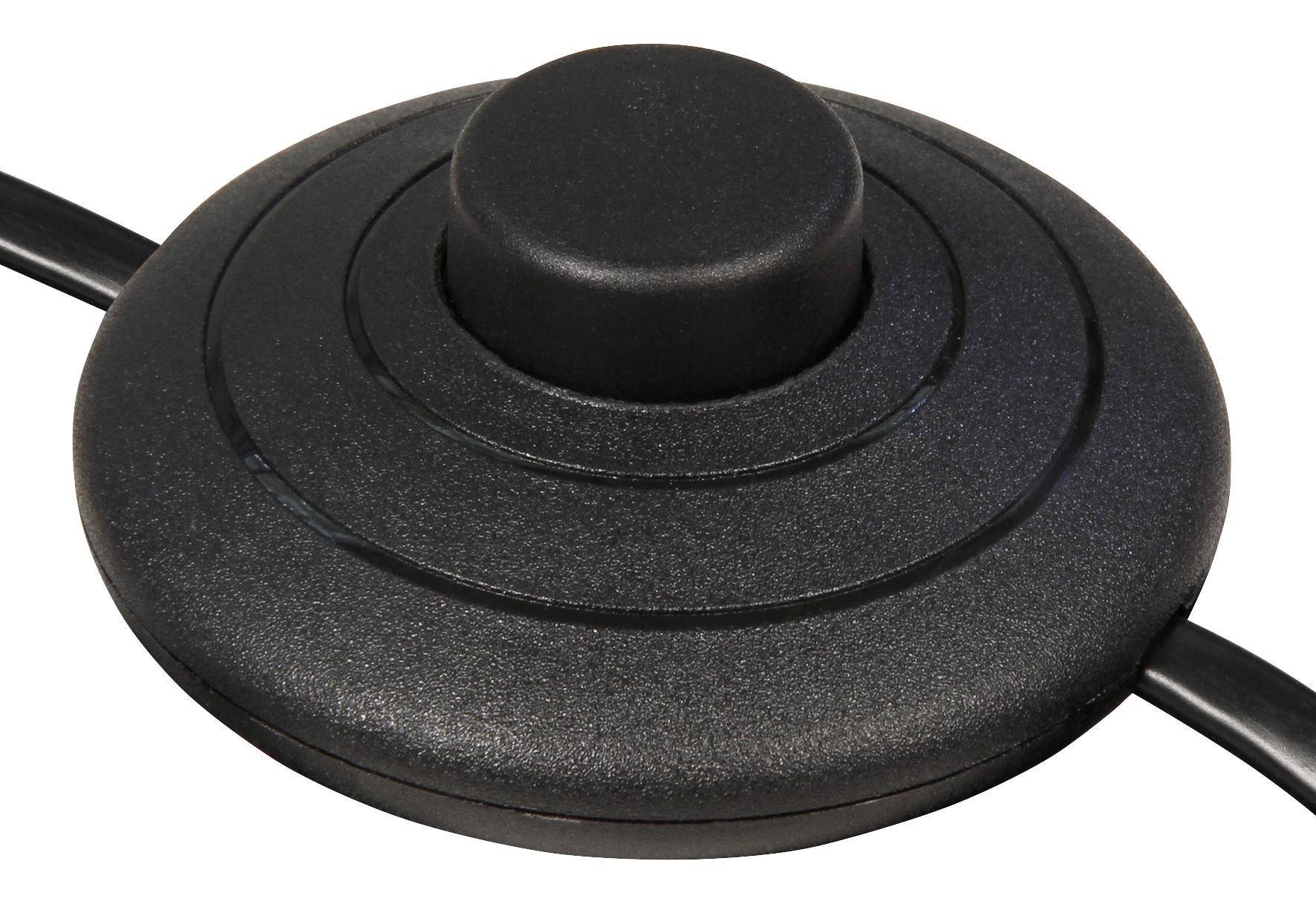 Euro Netzkabel mit Fußschalter, abisolierte Kabelenden mit Aderendhülsen, 2,0m, schwarz