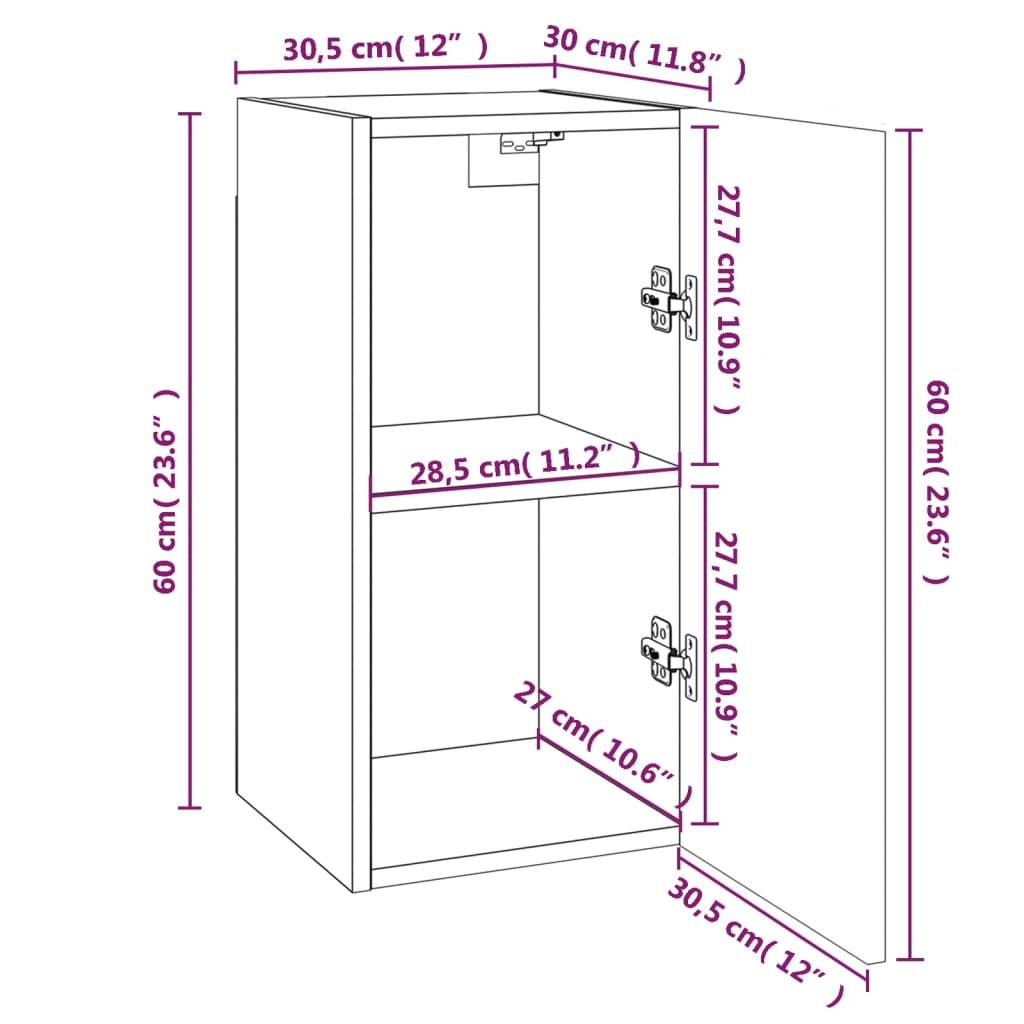 vidaXL TV-Schrank Räuchereiche 30,5x30x60 cm Holzwerkstoff