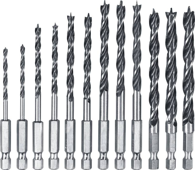 108830 Holz-Spiralbohrer-Set 12teilig Schnellspannbohrfutter