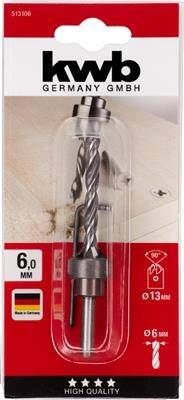 Holzspiralbohrer-Set mit Aufstecksenker und Tiefenstop 6,0 mm