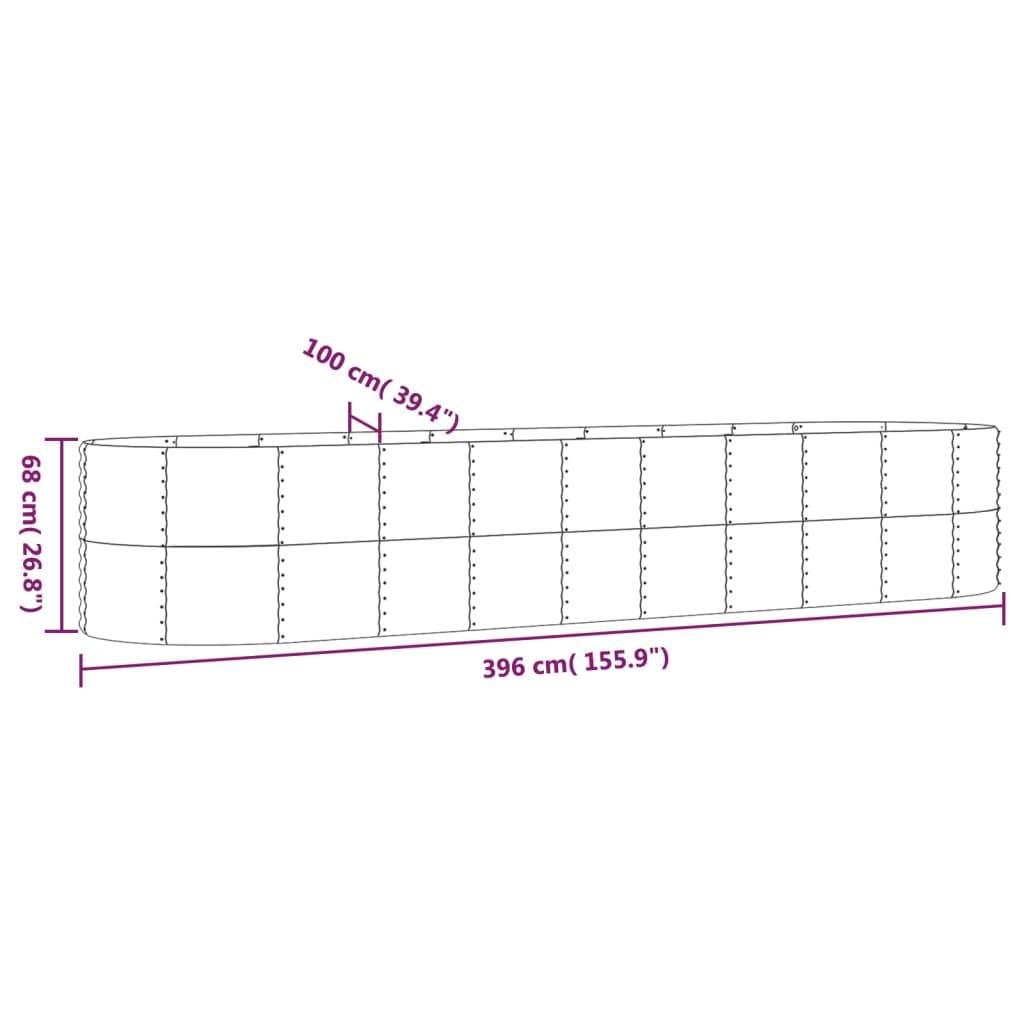vidaXL Hochbeet Pulverbeschichteter Stahl 396x100x68 cm Grün