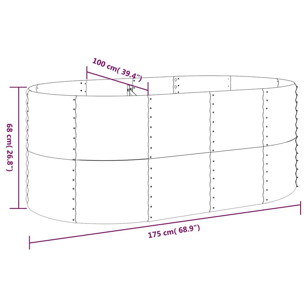 vidaXL Hochbeet Pulverbeschichteter Stahl 175x100x68 cm Anthrazit