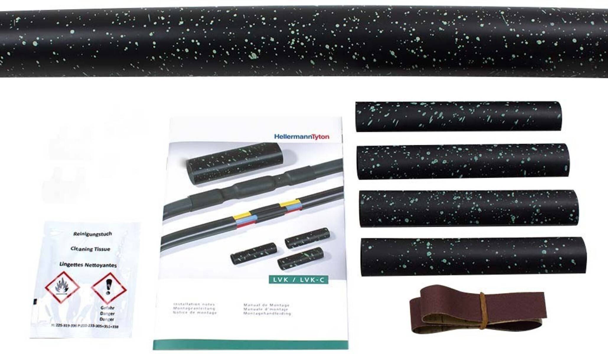 HellermannTyton 380-04006 LVK-5x1.5-16 PO-X BK Warmschrumpf-Verbindungsgarnitur ohne Schraubverbinder Kabel-Ø-Bereich: 12 - 48 mm Inhalt: 1 St.
