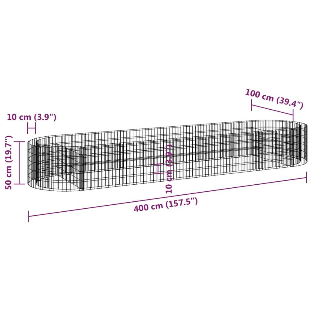 vidaXL Gabionen-Hochbeet Verzinktes Eisen 400x100x50 cm