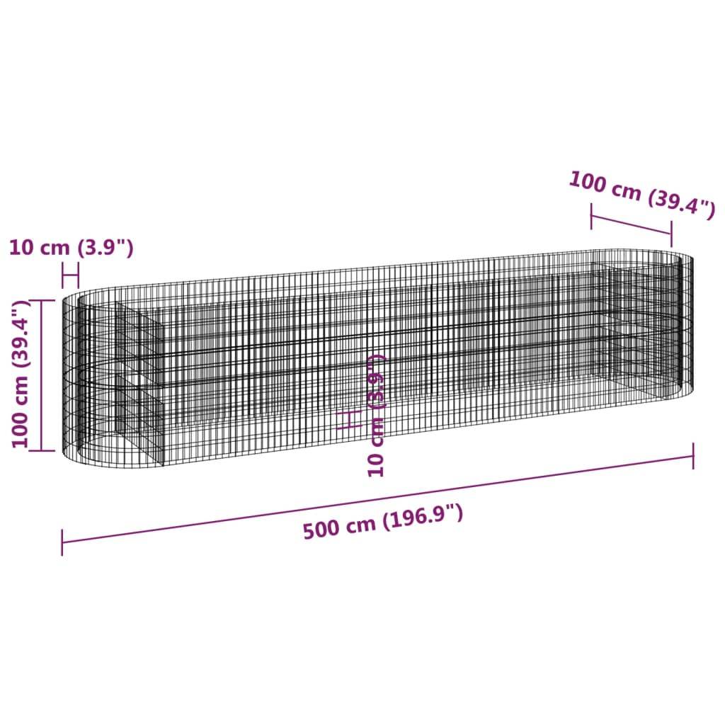vidaXL Gabionen-Hochbeet Verzinktes Eisen 500x100x100 cm