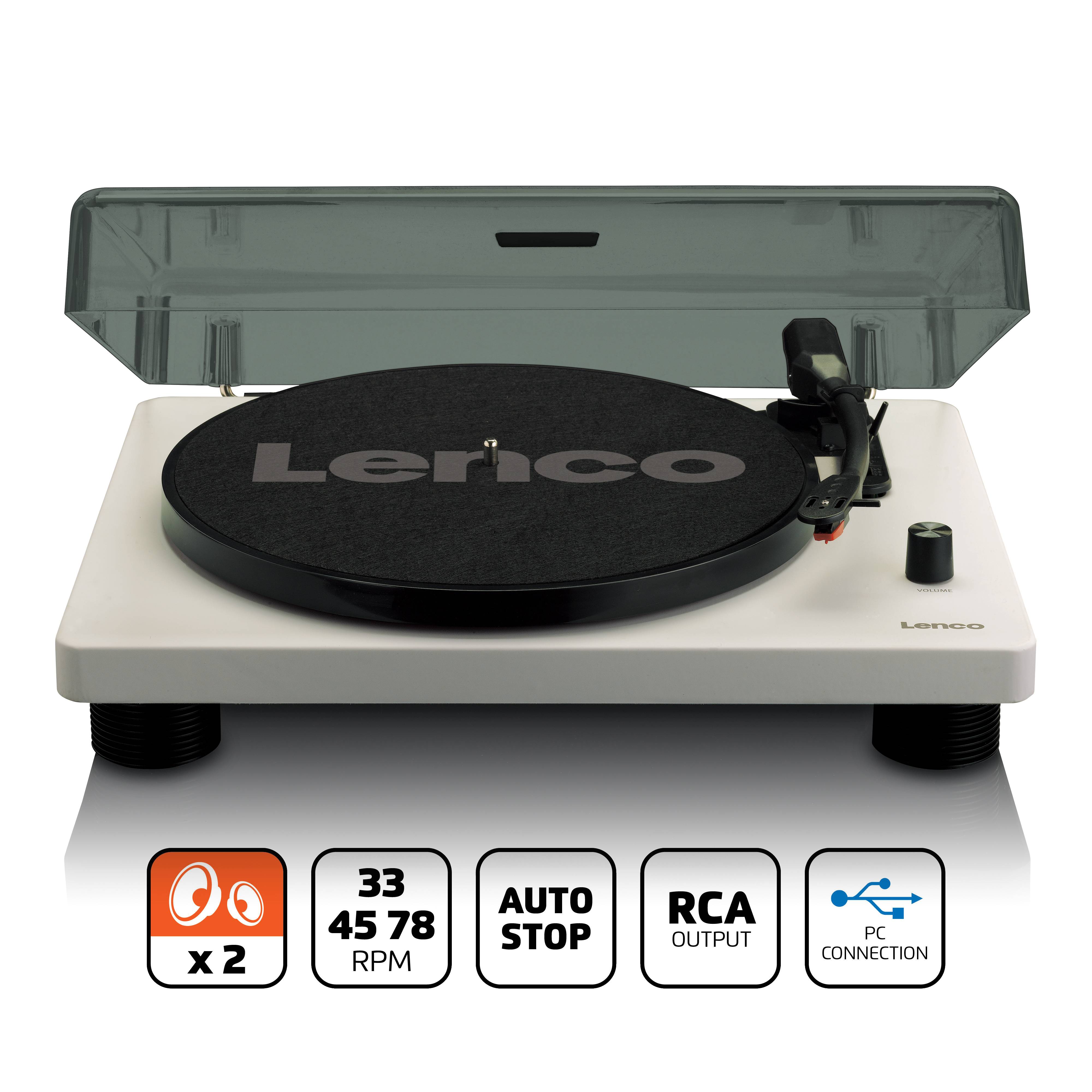 Lenco LS-50 USB-Plattenspieler Riemenantrieb Grau