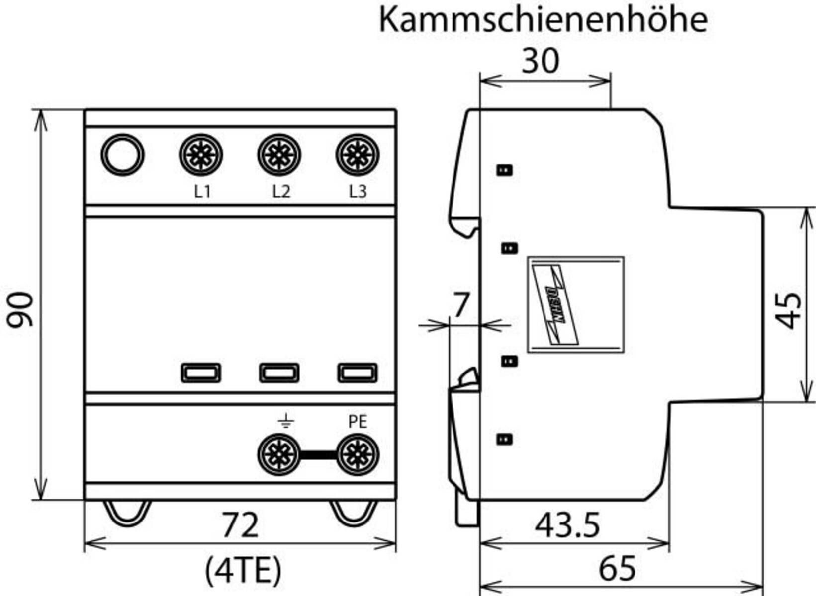 DEHN 941300 941300 DSH TNC 255 DEHNshield Überspannungsschutz-Ableiter Überspannungsschutz für: Verteilerschrank 37.5 kA 1 St.