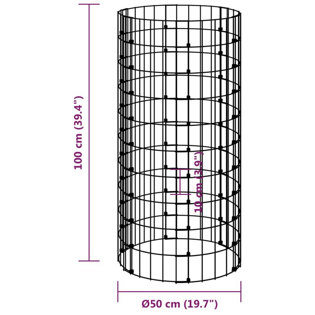 vidaXL Gabionen-Säule Rund Verzinkter Stahl Ø50x100 cm