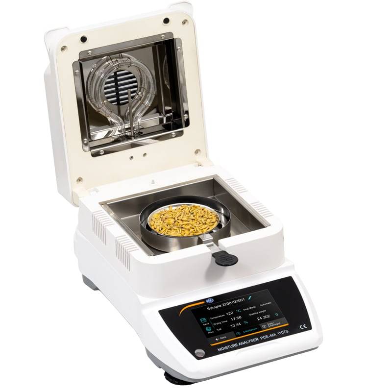 PCE Instruments PCE-MA 110TS Materialfeuchtemesser |5" Touchscreen |32 Trocknungsparameter |Halogen |40 - 165°C |Modbus
