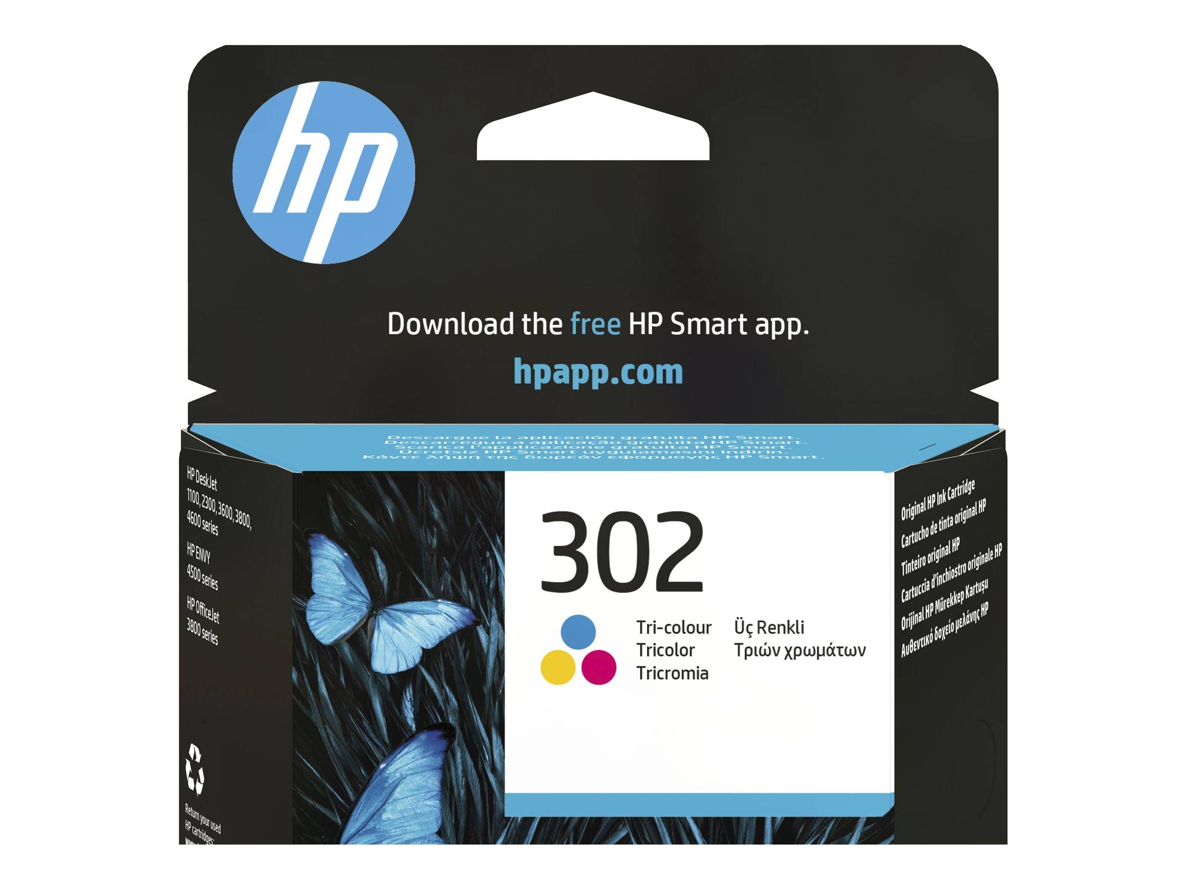 HP 302 Druckerpatrone Original Cyan, Magenta, Gelb F6U65AE Tinte