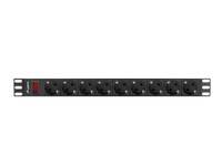 LANBERG 19" PDU-Steckdosenleiste 1U 9xSchuko 3,0m 16A sw