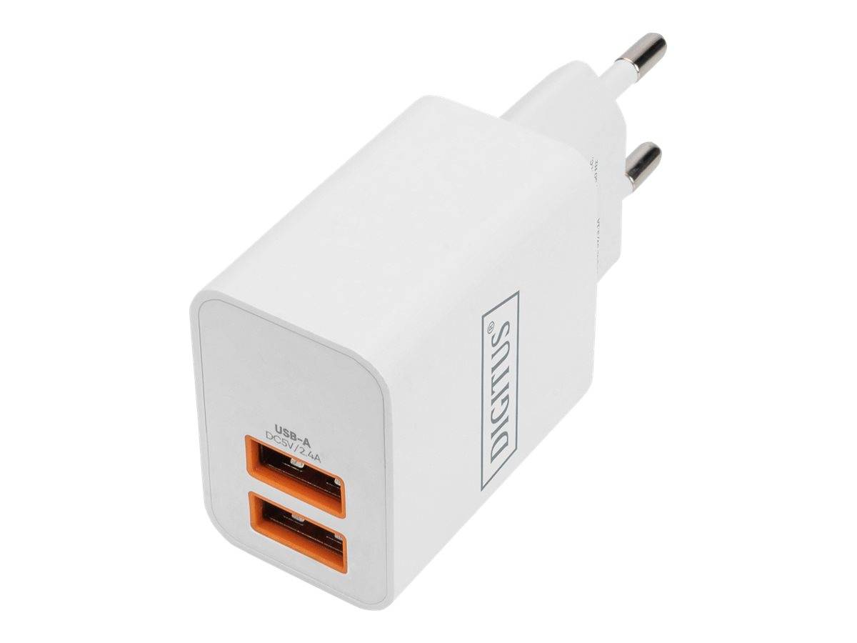 Digitus DA-10061 USB Ladegerät 15 W 2x USB-A Weiß Flugzeug, Innenbereich, KFZ, LKW