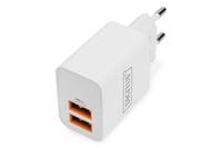 Digitus DA-10061 USB Ladegerät 15 W 2x USB-A Weiß Flugzeug, Innenbereich, KFZ, LKW