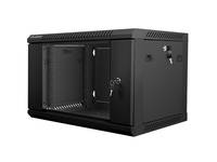 Lanberg WF01-6406-10B, Wandmontiertes Regal, 6U, 60 kg, Sperrschloss, Ablageschienen, Verbessertes Kabelmanagement