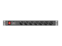 LANBERG 19 PDU-Steckdosenleiste 1U 7xSchuko C14 2,0m 16A sw Multimedia-Technik Steckdosenleisten