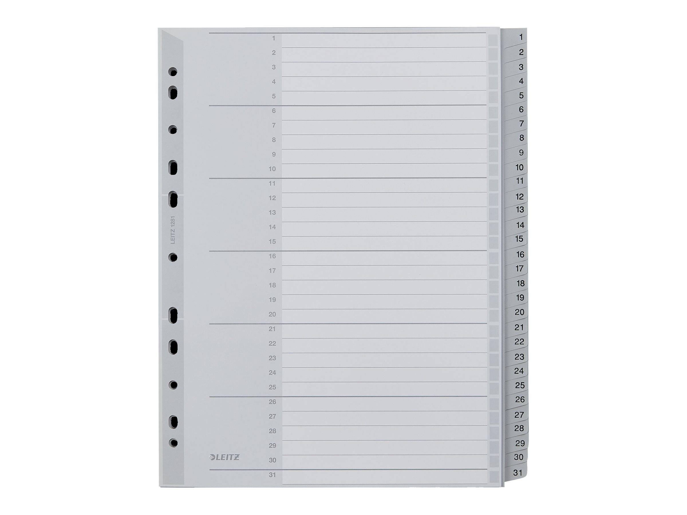 Leitz Register 12810000 1-31 DIN A4 31teilig PP grau