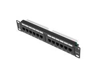 Lanberg PPU6-9012-B - Patch Panel - Rack montierbar - CAT 6 - UTP - RJ-45 X 12 - RAL 9004, Schwarz - 1U - 25.4 cm (10")