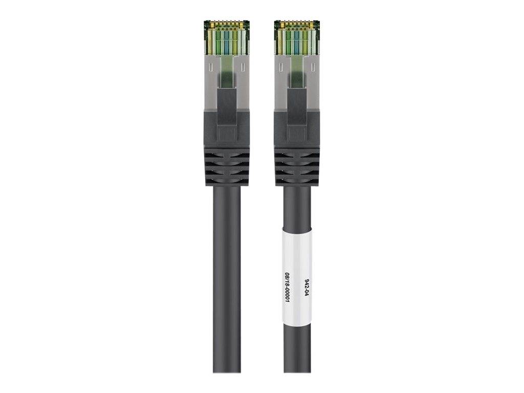 Goobay 66724 RJ45 Patchkabel mit CAT 8.1 S/FTP Rohkabel 8K Gaming OFC-Leiter 2.000 MHz Netzwerkkabel LAN Schwarz 5.00 m