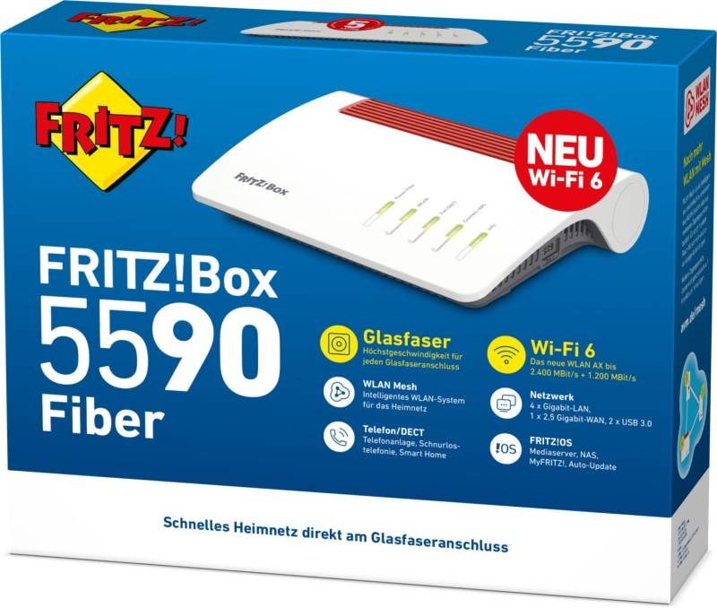 FRITZ! WLAN Glasfaser Router FRITZ!Box 5590 Fiber 2.4 GHz, 5 GHz