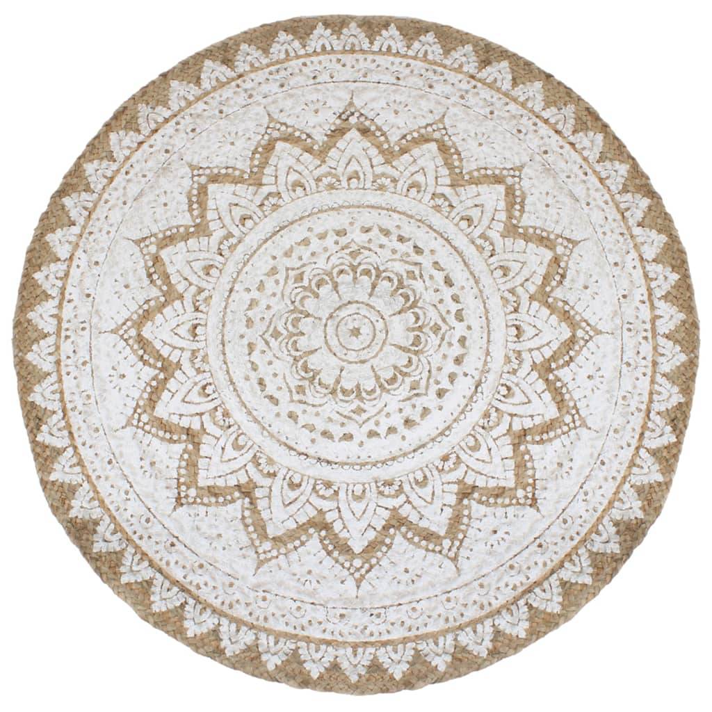 vidaXL Teppich Jute Geflochten Bedruckt 180 cm Rund