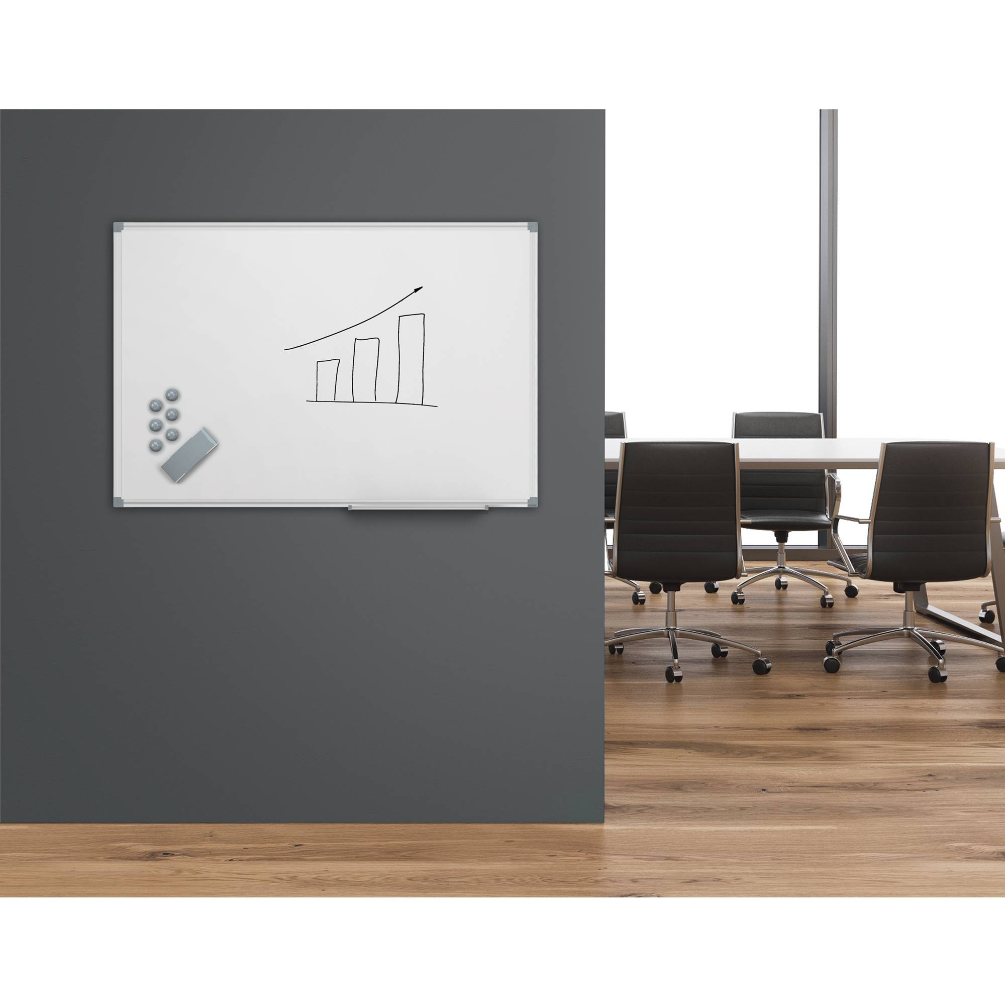 Maul Whiteboard MAULstandard, Emaille (B x H) 200 cm x 100 cm Weiß emaillebeschichtet Inkl. Ablageschale, Quer- oder Hochformat