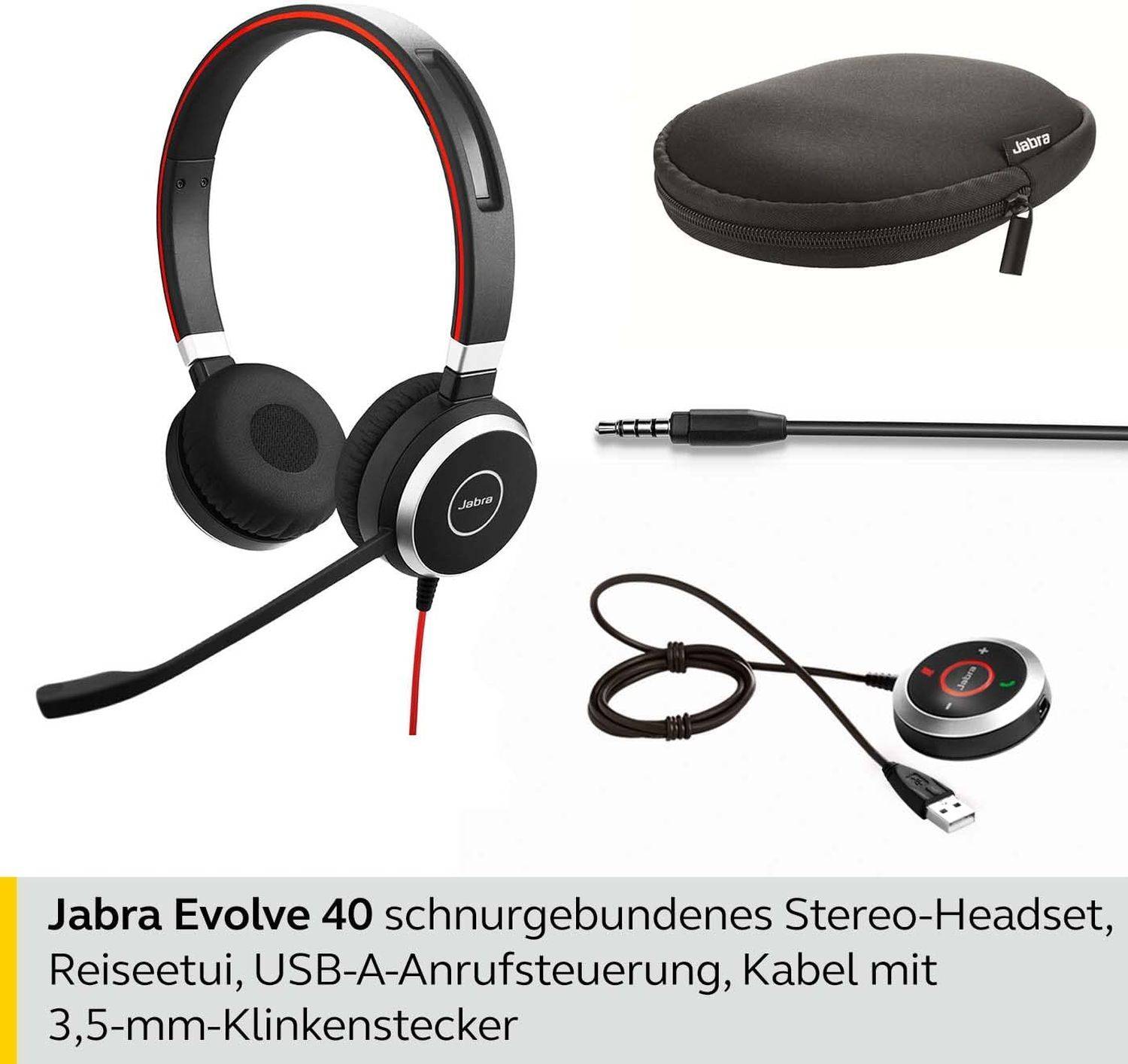Jabra 6399-829-209 Computer On Ear Headset kabelgebunden Stereo Noise Cancelling Mikrofon-Stummschaltung