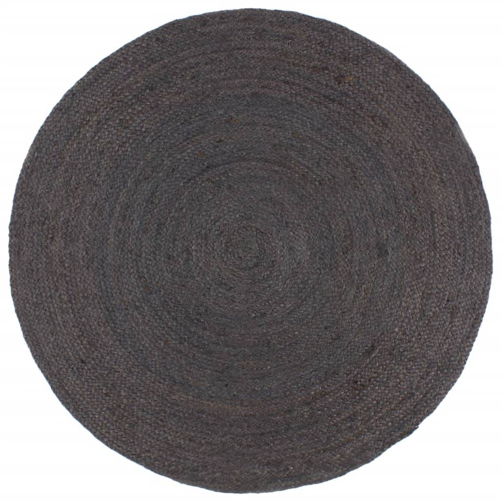 vidaXL Teppich Handgefertigt Jute Rund 210 cm Dunkelgrau
