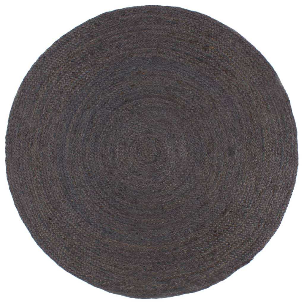 vidaXL Teppich Handgefertigt Jute Rund 240 cm Dunkelgrau