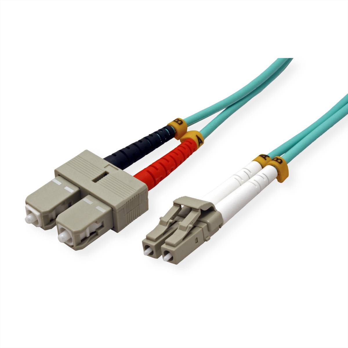 Value 21.99.8712 Glasfaser LWL Anschlusskabel [1x LC-Stecker - 1x SC-Stecker] 50/125 µ 2.00m Türkis Multimode OM3 2.00m