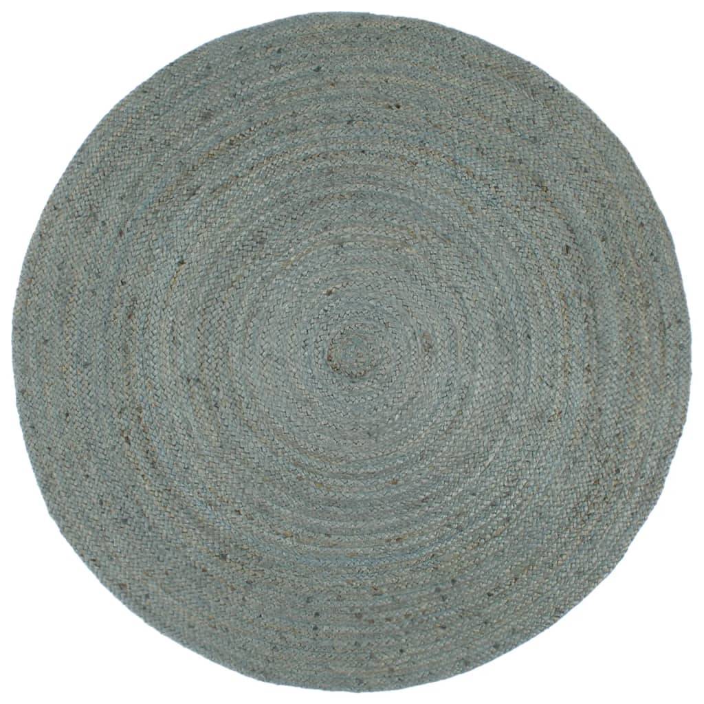 vidaXL Teppich Handgefertigt Jute Rund 240 cm Olivgrün