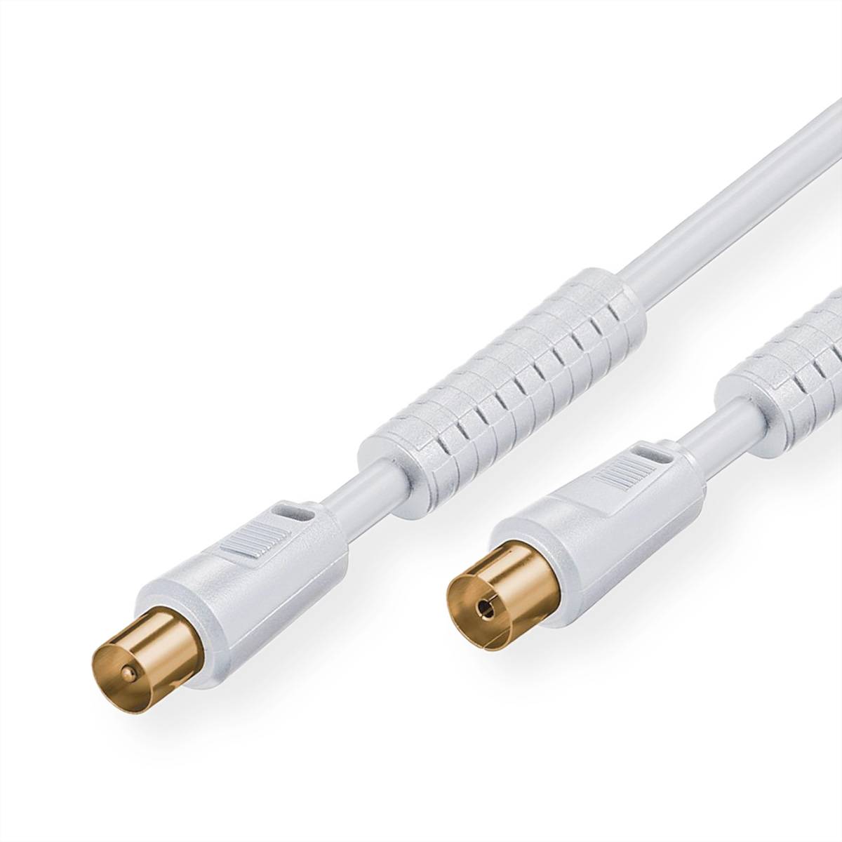 Value TV, Monitor Anschlusskabel [1x Antennenstecker 75 Ω - 1x Antennenbuchse 75 Ω] 5.00 m 85 dB vergoldete Steckkontakte Weiß