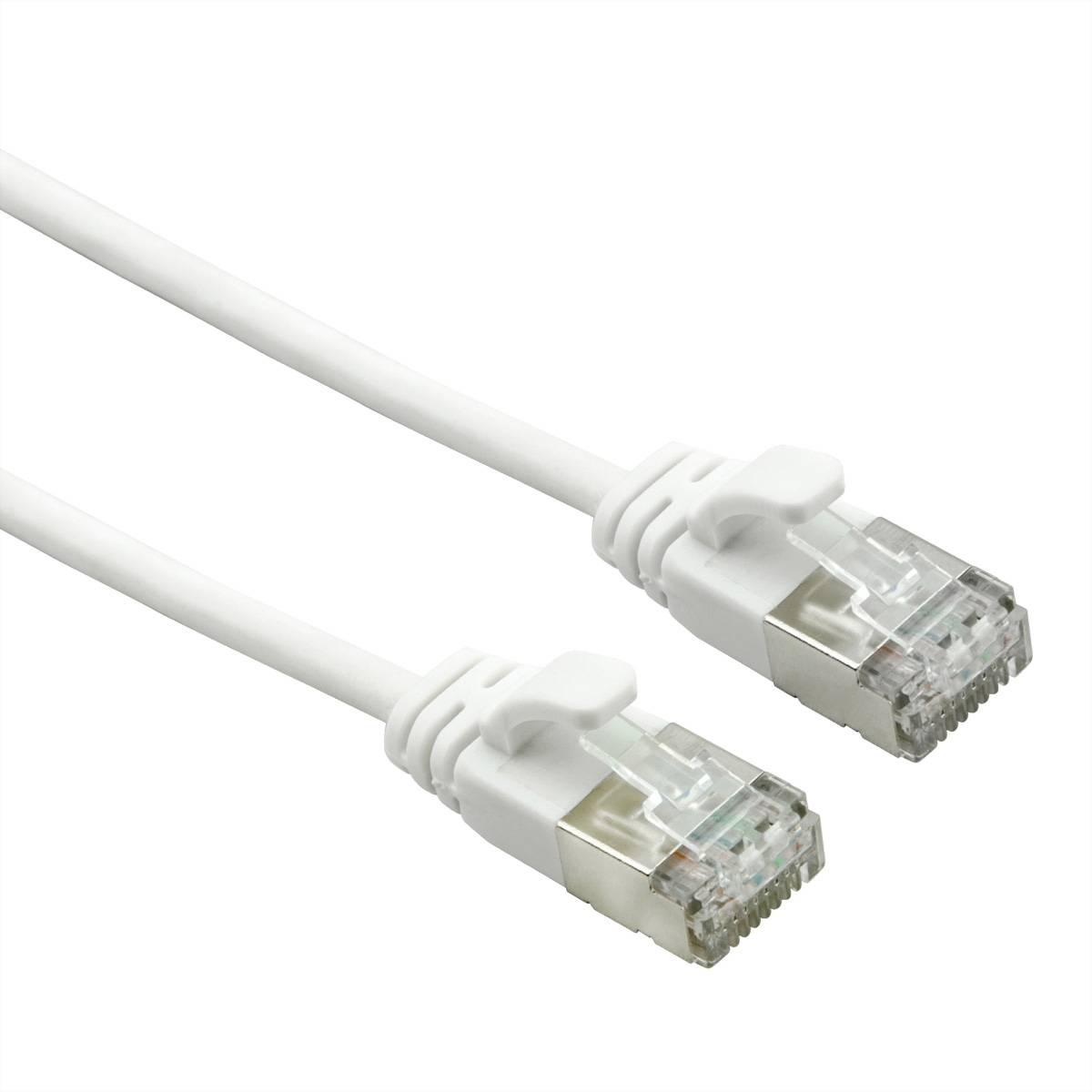 ROLINE U/FTP DataCenter Kabel Kat.7, LSOH, mit RJ45 Steckern (500 MHz / Class EA), slim, weiß, 0,5 m