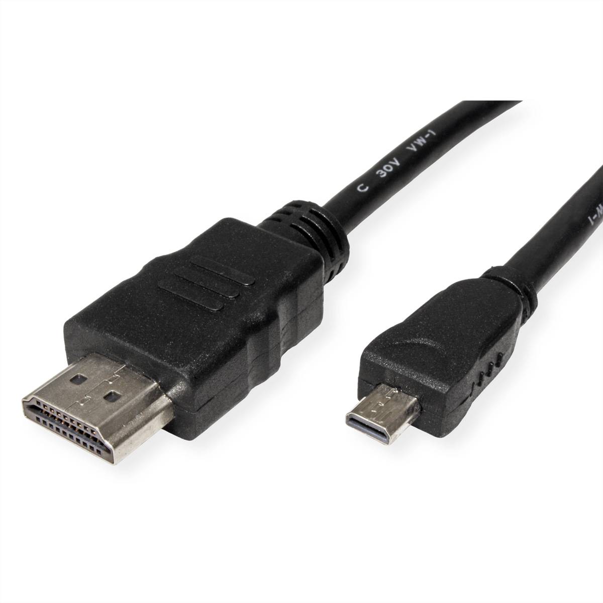 ROLINE GREEN HDMI High Speed Kabel mit Ethernet, HDMI ST - Micro HDMI ST, 2 m