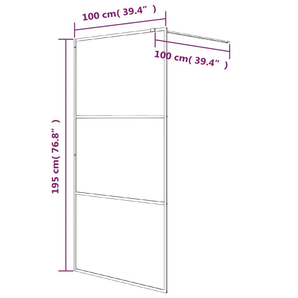 vidaXL Duschwand für Walk-In Dusche Schwarz 100x195 cm ESG Mattiert