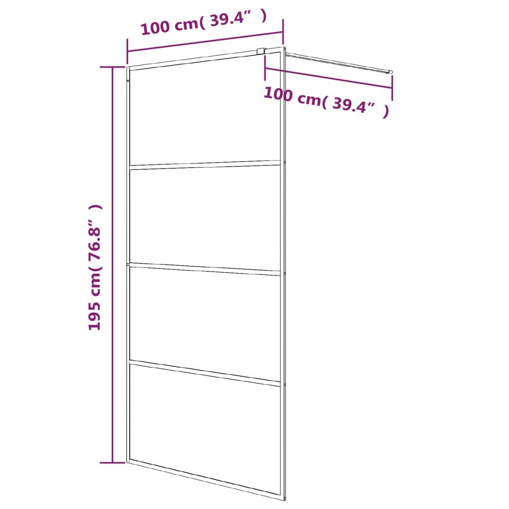 vidaXL Duschwand für Begehbare Dusche Silbern 100x195 cm ESG-Klarglas