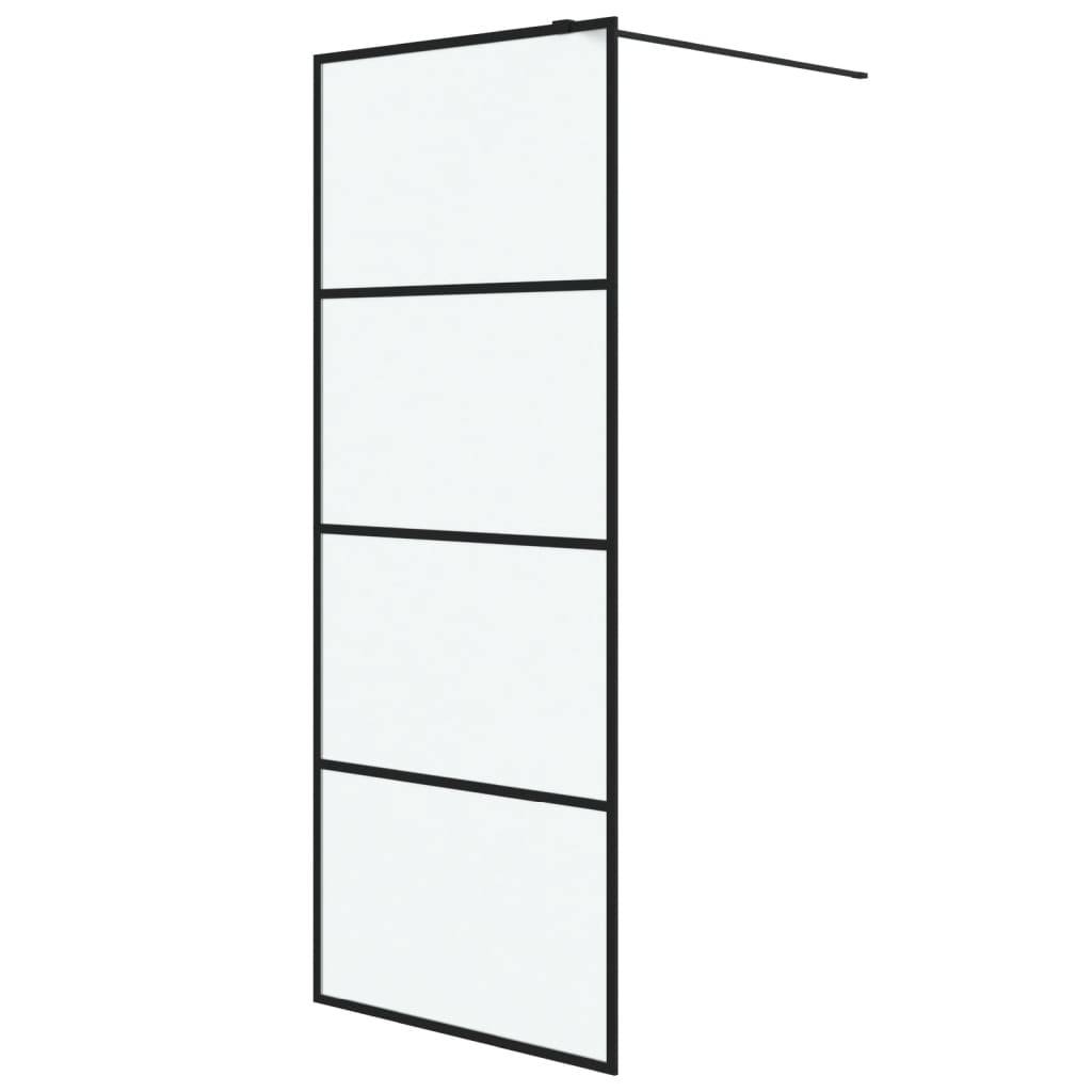 vidaXL Duschwand für Walk-In Dusche Schwarz 80x195 cm ESG Mattiert