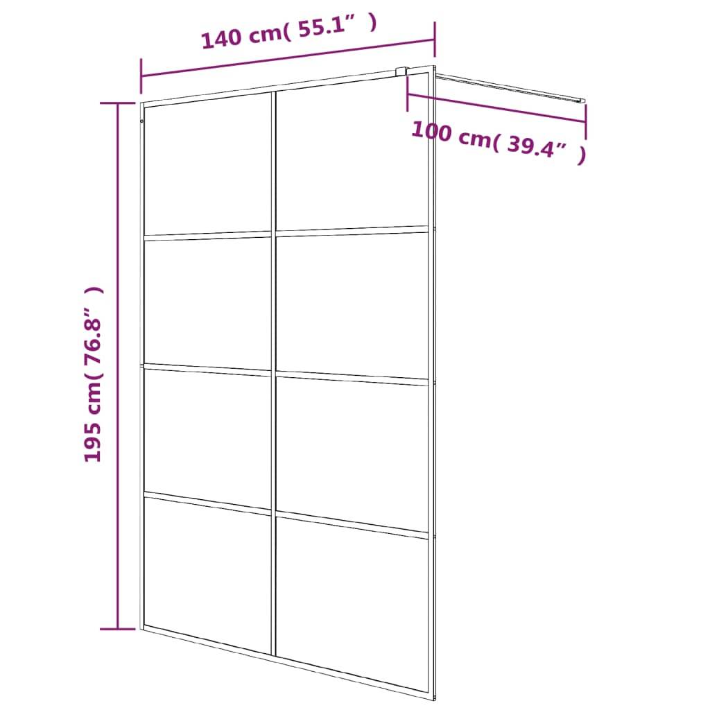 vidaXL Duschwand für Begehbare Dusche Silbern 140x195 cm ESG-Klarglas