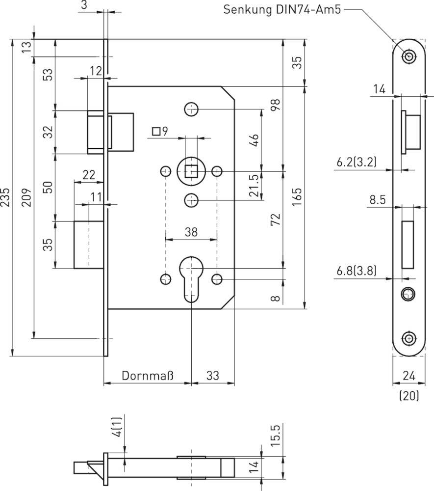 BMH PA-Schloss 1013 PZW72/9,D65, DIN links