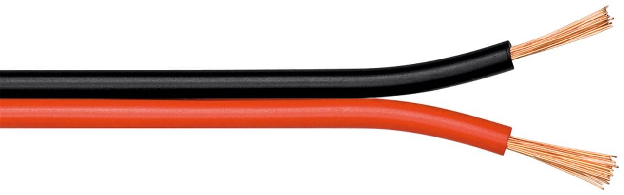 Goobay 67740 Lautsprecherkabel 2x 4mm² CCA Litze / Audiokabel Boxenkabel Litzenkabel Subwoofer Kabel / Rot Schwarz / 50m