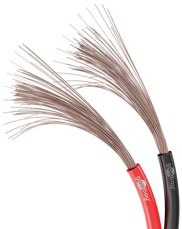 Goobay 67739 Lautsprecherkabel 2x 4mm² CCA Litze / Audiokabel Boxenkabel Litzenkabel Subwoofer Kabel / Rot Schwarz / 25m