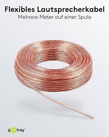 goobay Lautsprecherkabel Transparent CCA 100 m Spule, Querschnitt 2 x 0,75 mm²