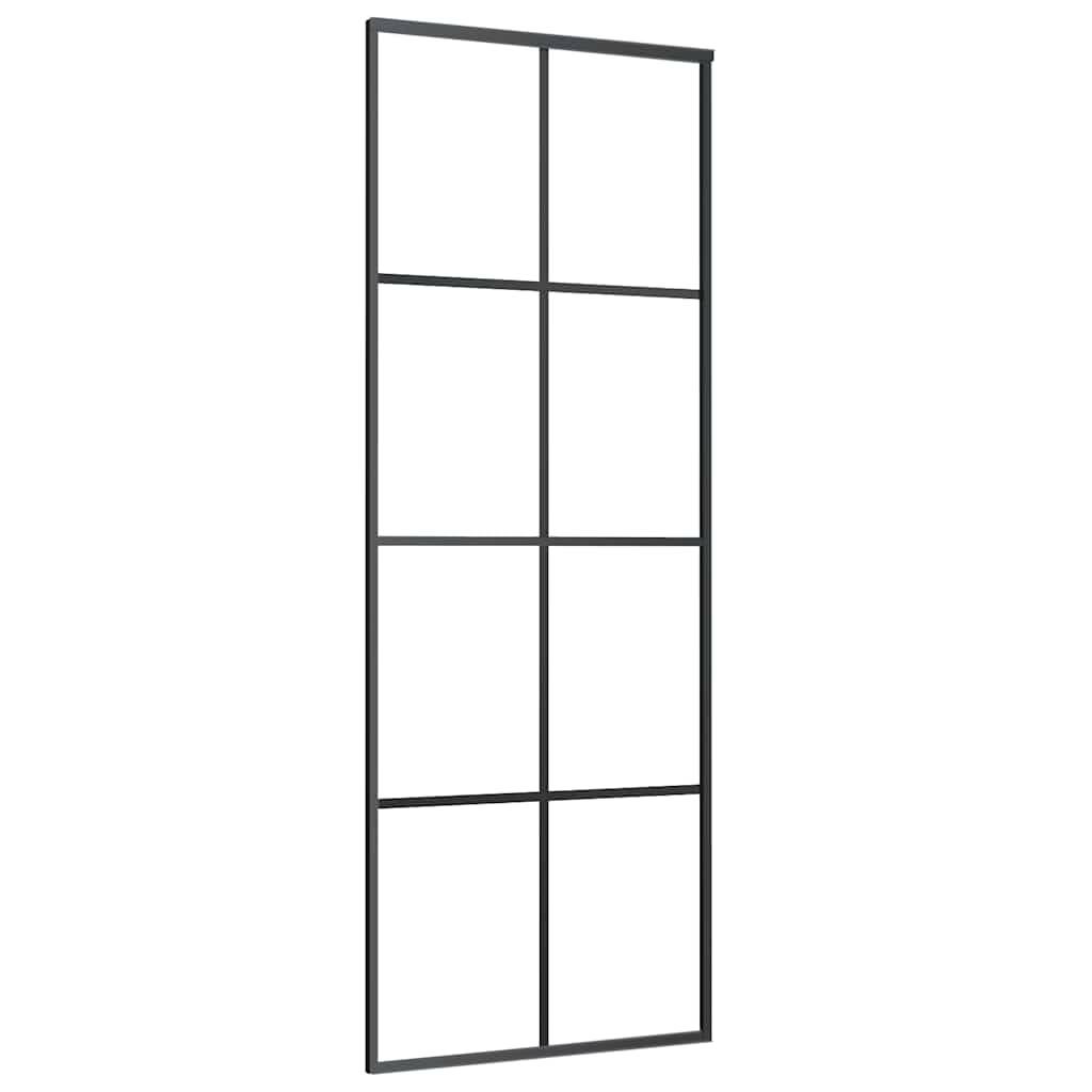 vidaXL Schiebetür Schwarz 76x205 cm ESG Glas und Aluminium