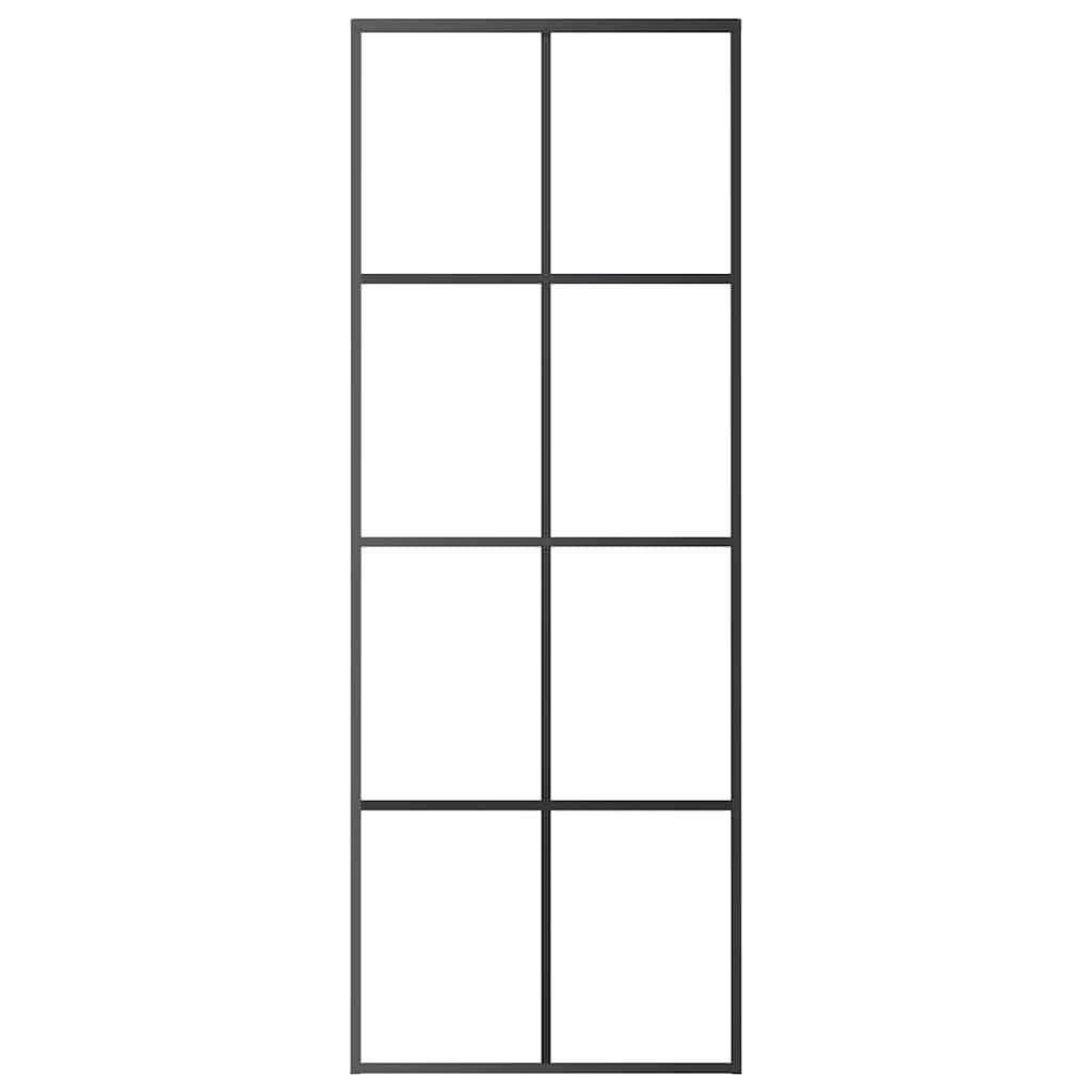 vidaXL Schiebetür Schwarz 76x205 cm ESG Glas und Aluminium