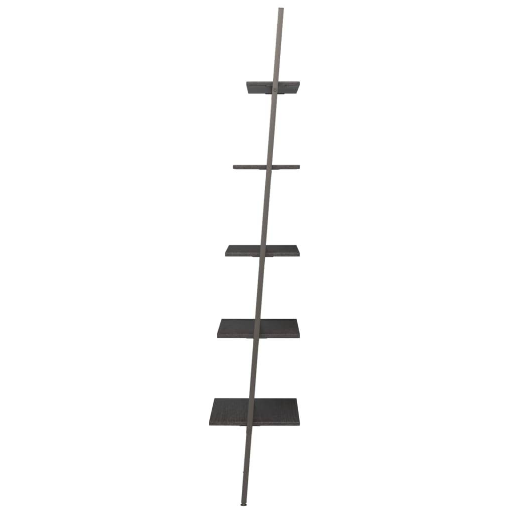 vidaXL Leiterregal mit 5 Böden Schwarz 64x34x185,5 cm