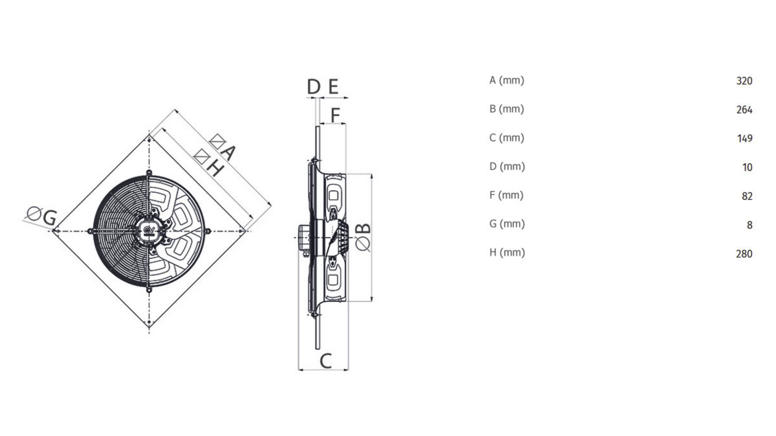 Axial Wandventilator A-E 254 M IP54 - 42208