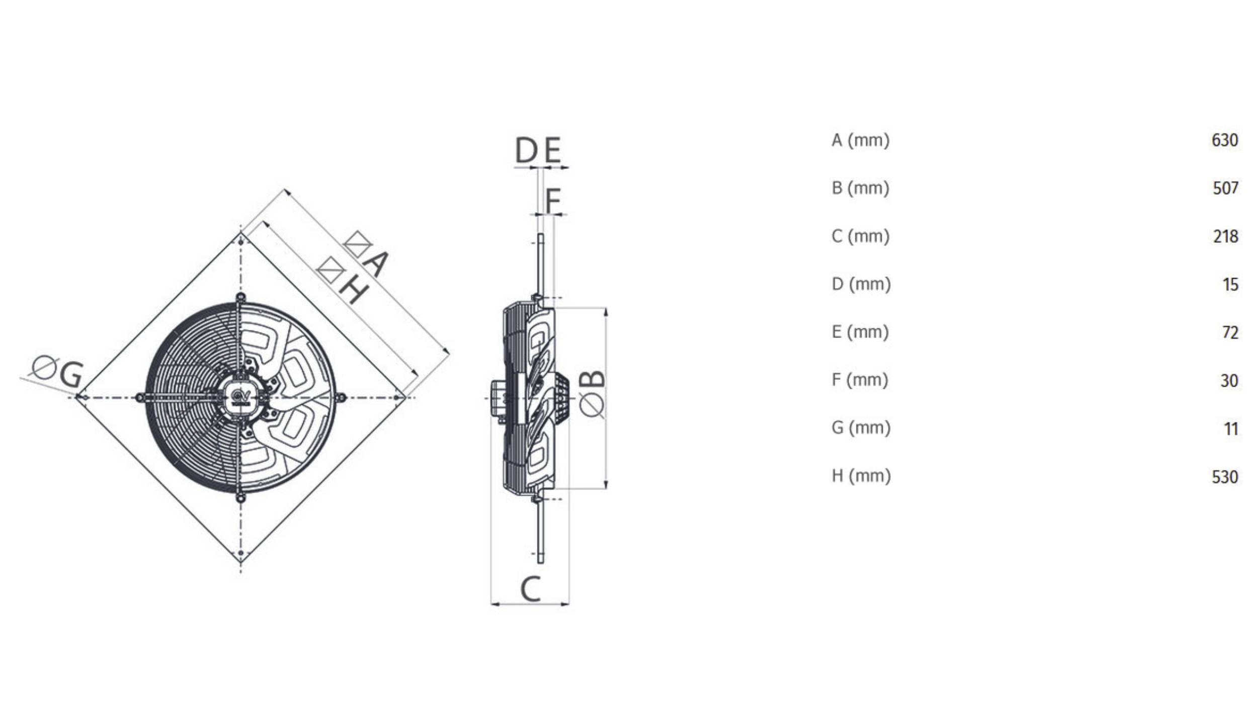 Axial Wandventilator A-E 504 M IP54 - 42316